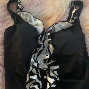 Zebra print one piece bathing suit NWT